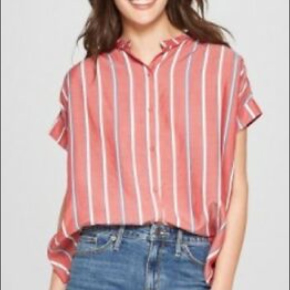 Universal Thread Red Striped Button Down